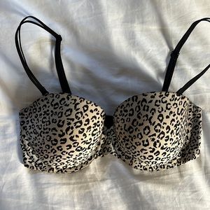 Black and White Animal Print Balconette Bra